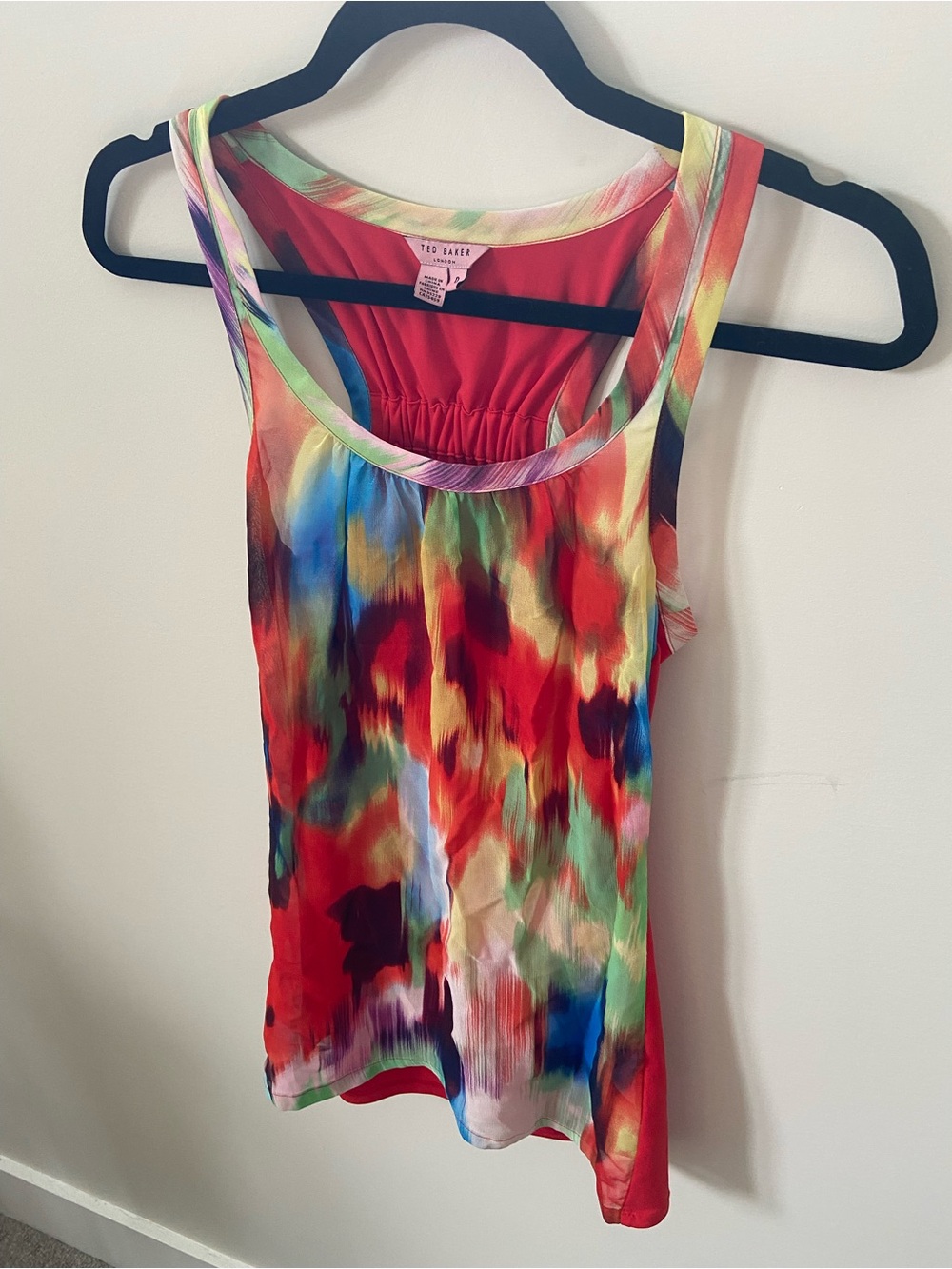 Ted Baker Silk Multicolor Abstract Print Scoop Neck Tank Top - Picture 2 of 12